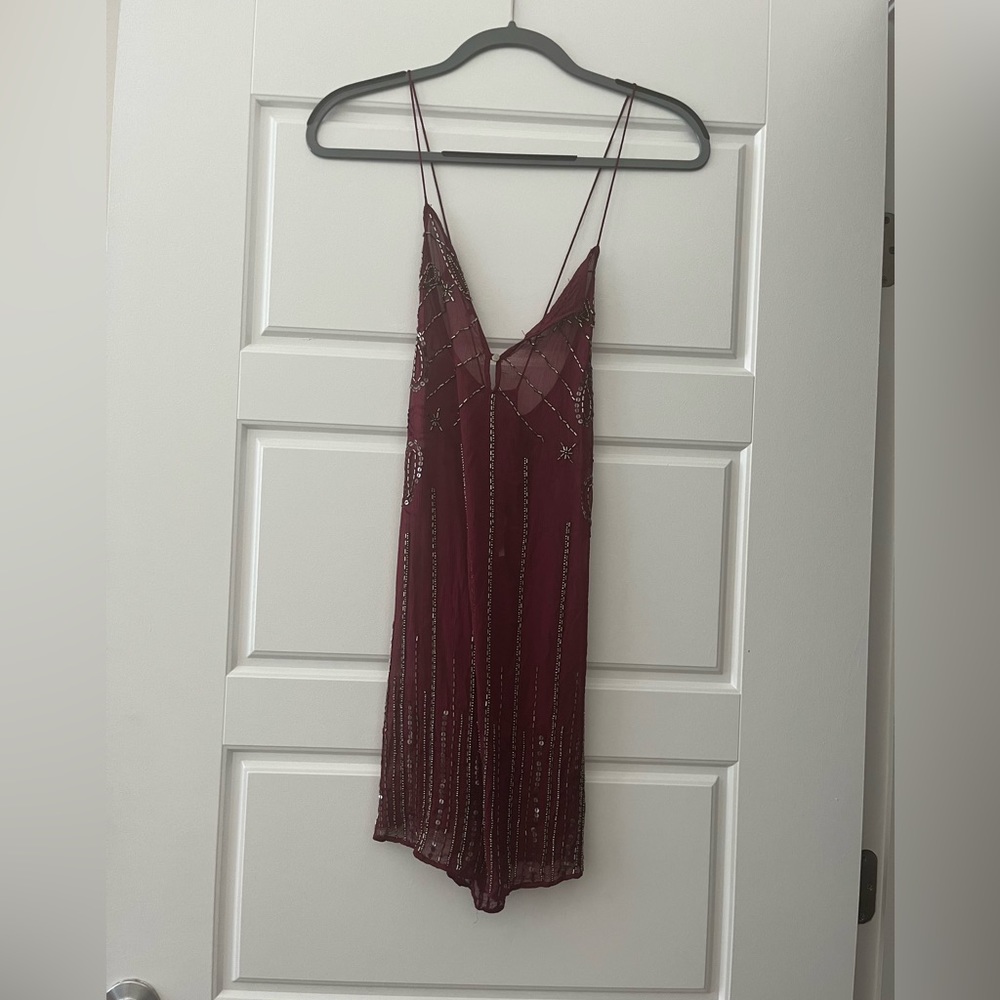 Free People Sparkly Slip Dress Red